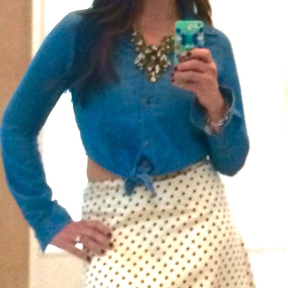 Chambray Shirt Ties at waist