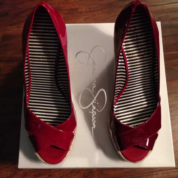 Jessica Simpson RED Patent Leather Wedges