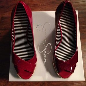 Jessica Simpson RED Patent Leather Wedges