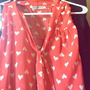 Cute orange shirt with white hearts
