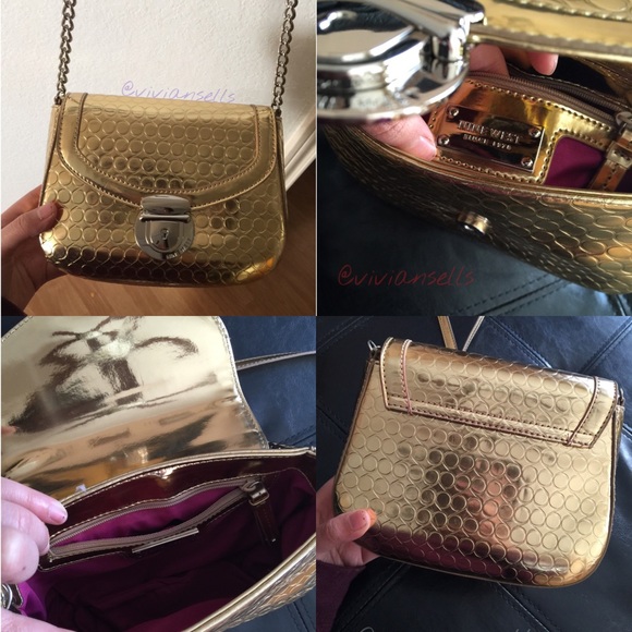 Authentic Nine West gold crossbody bag