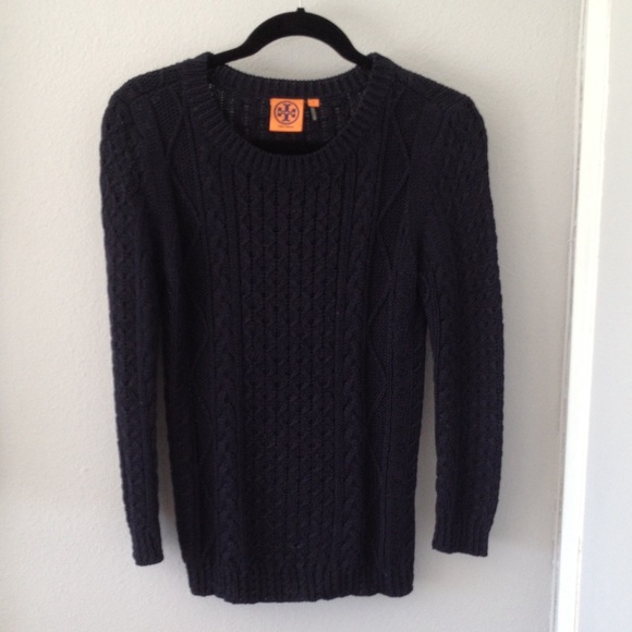 Tory Burch navy cable knit sweater