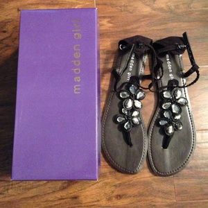 madden girl black sandals
