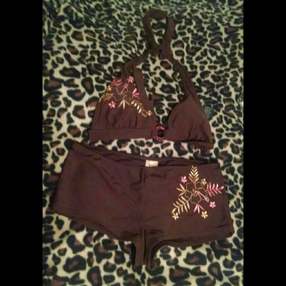 Brown Flower Swimsuit