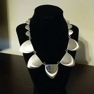 Sale...Silver scallop choker necklace