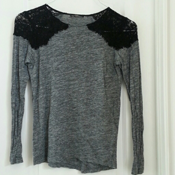 Zara grey& black  lace shoulder top
