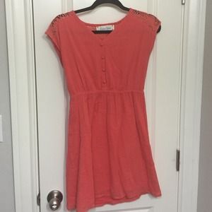 Coral dress with a crochet back