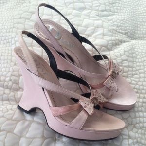 Dior pink bow slingback  sandal