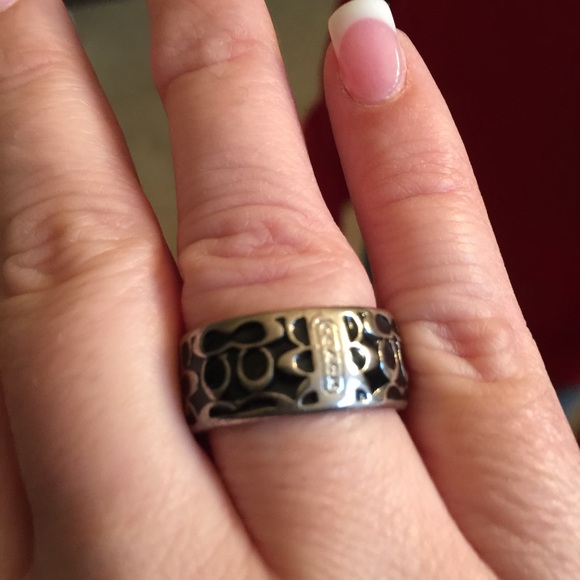 Coach black and silver ring