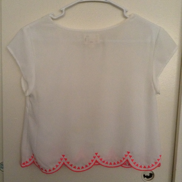 ❌SOLD❌ Sheer White and Pink Detailed Top - Picture 2 of 3