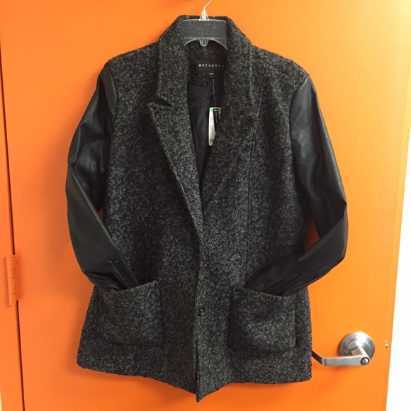 Sears Jackets & Coats - Mixed Media leather and Wool Coat Sears Jackets & Coats - Mixed Media leather and Wool Coat