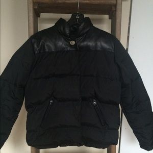 Coach Goose Down Black Leather Puffer Jacket