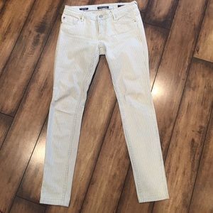 Vigoss super skinny white light blue striped jeans