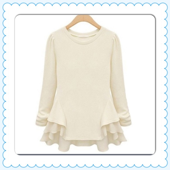 ❗️BACK IN STOCK❗️Ivory Peplum Top - Picture 2 of 4