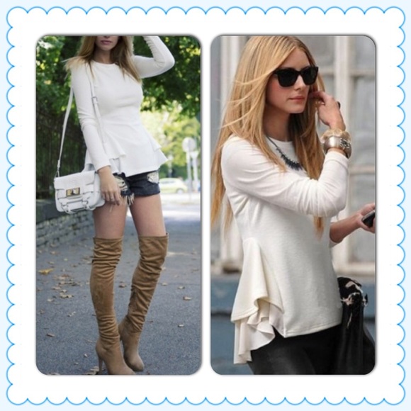 ❗️BACK IN STOCK❗️Ivory Peplum Top - Picture 3 of 4