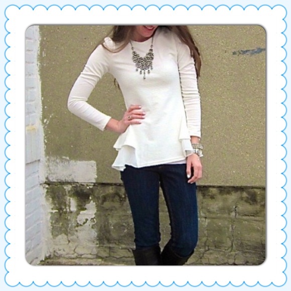 ❗️BACK IN STOCK❗️Ivory Peplum Top - Picture 4 of 4