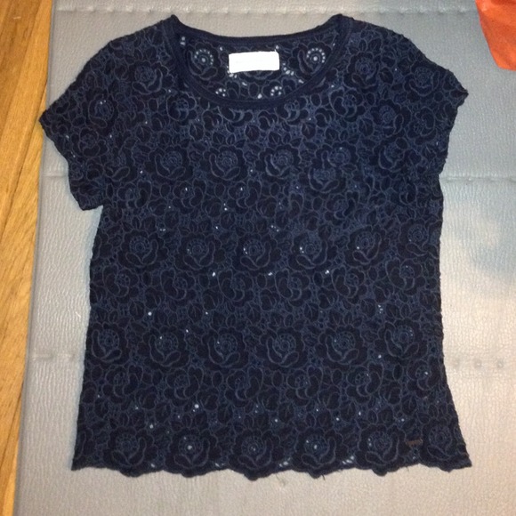 Sheer Lace Floral A&F Top M