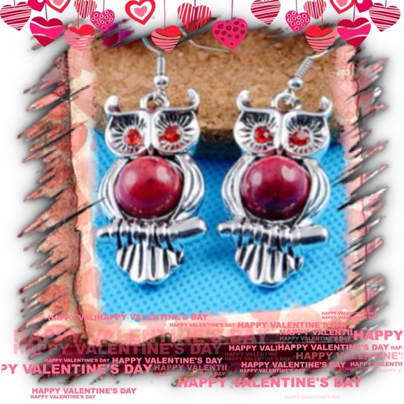 Tibet turquoise and silver owl hook earrings. - Picture 2 of 3