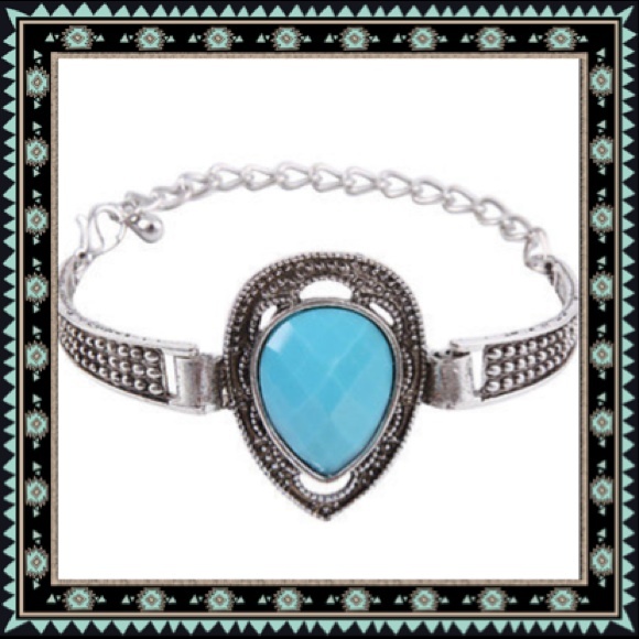 Natural resin Tibet silver bangle bracelet. - Picture 2 of 3