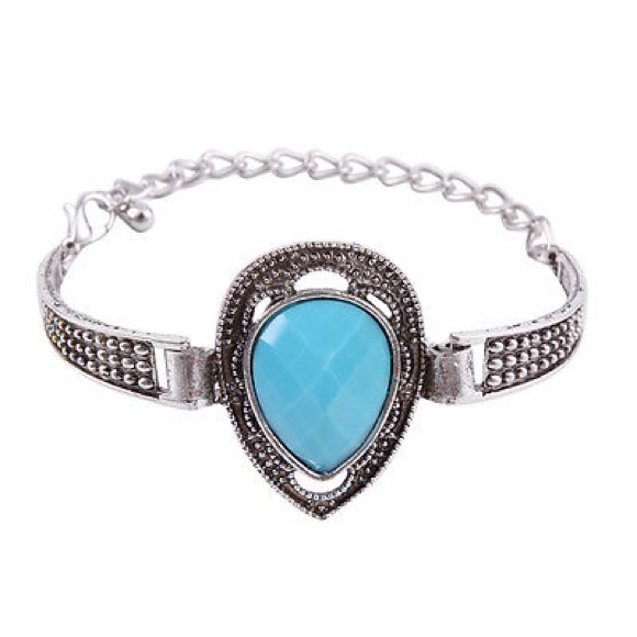 Natural resin Tibet silver bangle bracelet. - Picture 3 of 3