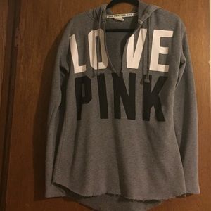 PINK Victoria's Secret Gray V-neck Sweatshirt