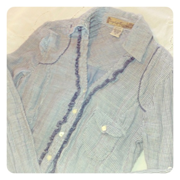 Button down blue and site striped shirt
