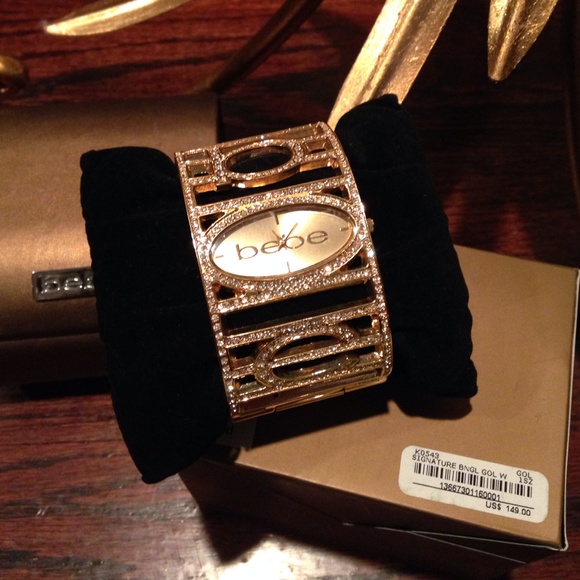 Bebe rhinestone cuff watch