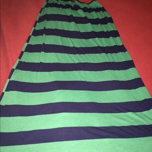 Green and blue striped Maxi skirt