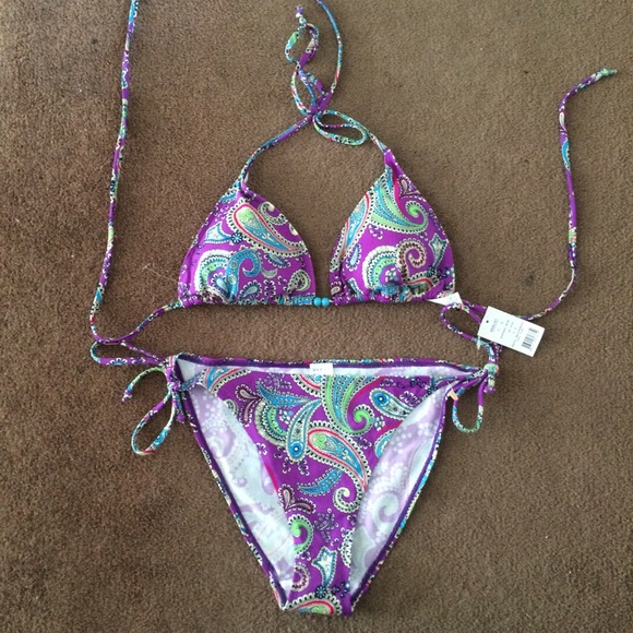 Nwt purple paisley string bikini