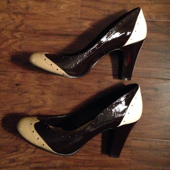 Rampage brown, tan, & cream wing tip pumps! - Picture 2 of 4