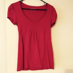 Sweet little red scoop neck T-shirt w/empire waist