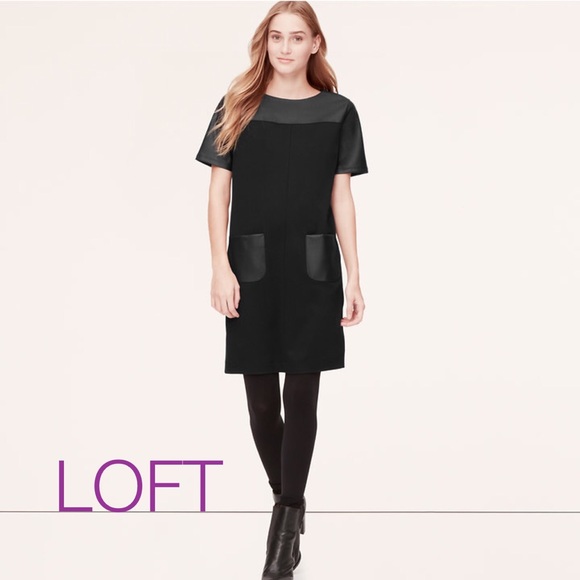 Faux leather ponte dress