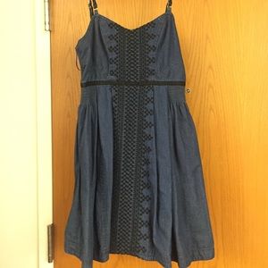 Free people denim dress with Aztec embroidery