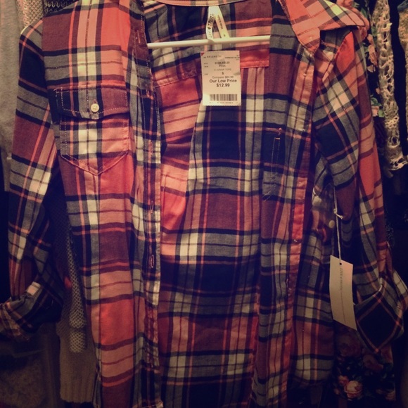 Pink/navy blue flannel