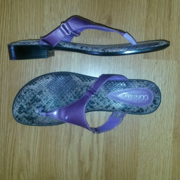 Purple, man made patent leather upper  sandles.