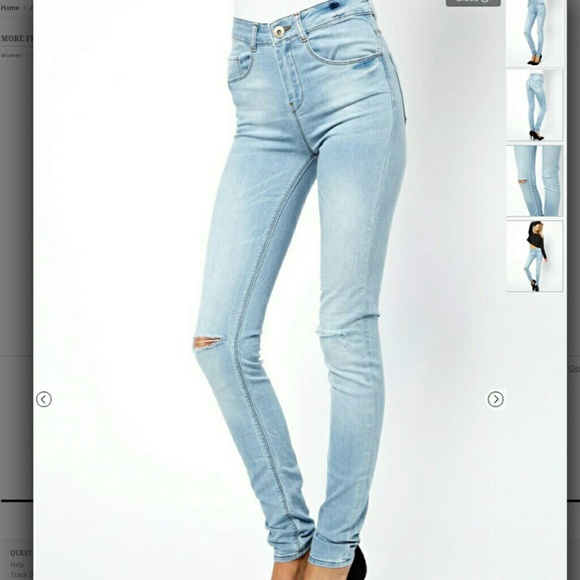 ASOS Denim - High Waist Ultra Skinny Jeans w/ Ripped Knees