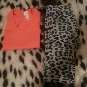 Orange Tank & Cheetah Leggings