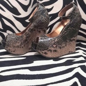 Cathy Jean python platform Wedges
