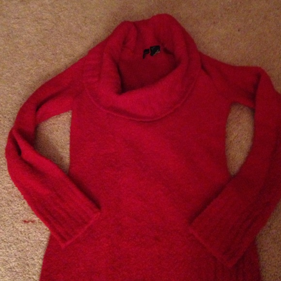 Lipstick red cowl neck sweater