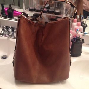 Tan large bucket purse