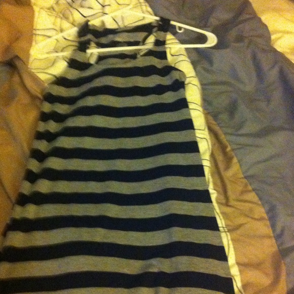 Black and grey stripped maxi dress
