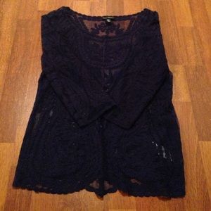 Navy lace blouse