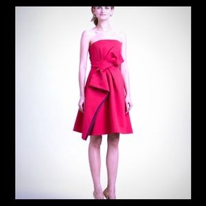 Halston Strapless Bow Colorblock Dress