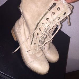 Nude combat boots