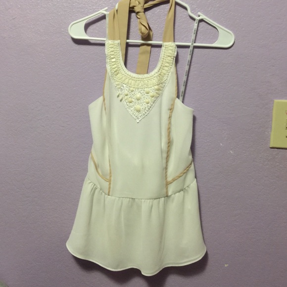 white halter backless top