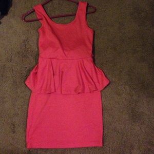 Coral peplum dress
