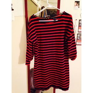 Navy blue & Red stripped dress
