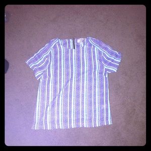 Striped mint green top with zipped back