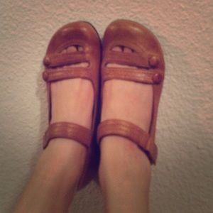 Tan strap flats