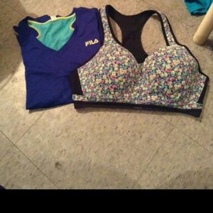Victoria's secrets sports bra and fila shirt